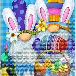 Easter Eggs Gnome Rabbits 5D Diamond Painting Kits for Adults,Diamond Art